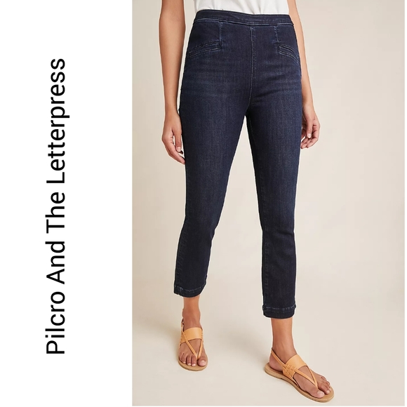 Anthropologie Pilcro And The Letterpress High Rise Capri Denim Leggings Size 27 - Picture 1 of 6